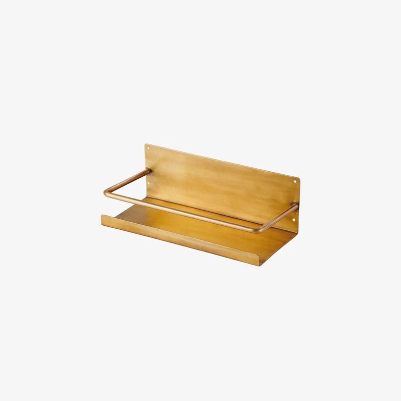 Solid Brass Floating Wall Shelf Modern Minimalist Storage