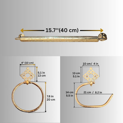 Engraved Moroccan Brass Bathroom Hardware Set