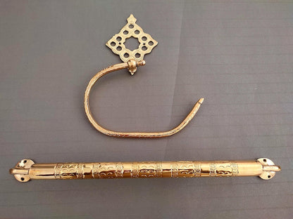 Engraved Moroccan Brass Bathroom Hardware Set