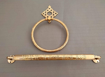 Engraved Moroccan Brass Bathroom Hardware Set