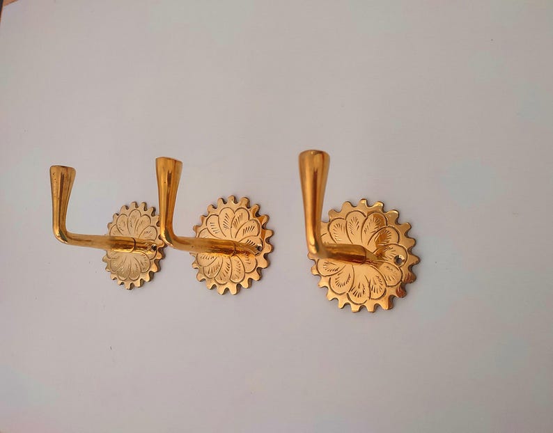 Handcrafted Moroccan Solid Brass Wall Hooks