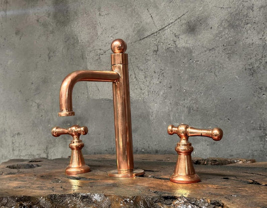 Solid Copper Widespread Bathroom Faucet