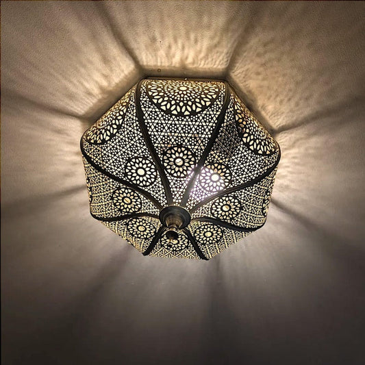 Hand-Pierced Moroccan Brass Ceiling Light