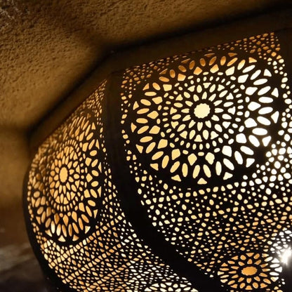 Hand-Pierced Moroccan Brass Ceiling Light
