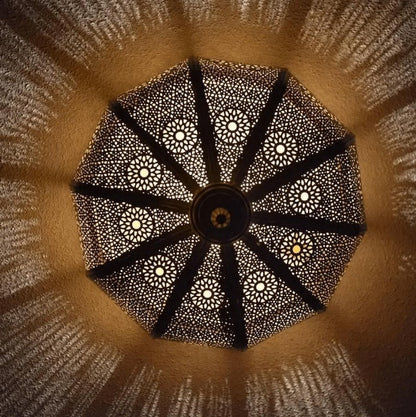 Hand-Pierced Moroccan Brass Ceiling Light