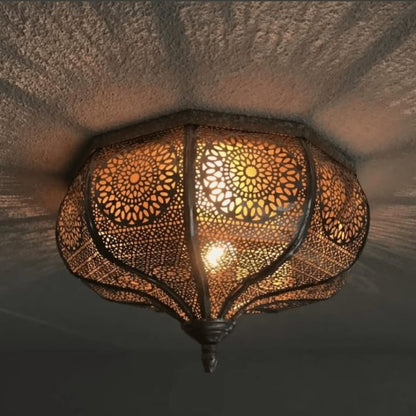 Hand-Pierced Moroccan Brass Ceiling Light