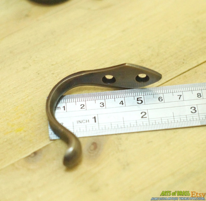 Set of 4 Vintage Retro Art Nouveau Solid Brass Wall Hooks