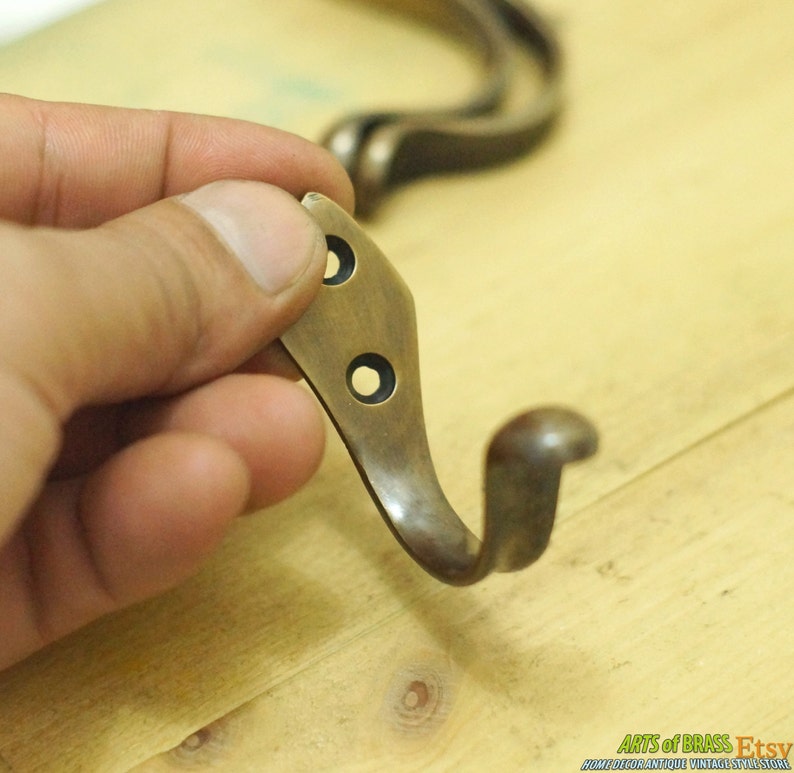 Set of 4 Vintage Retro Art Nouveau Solid Brass Wall Hooks