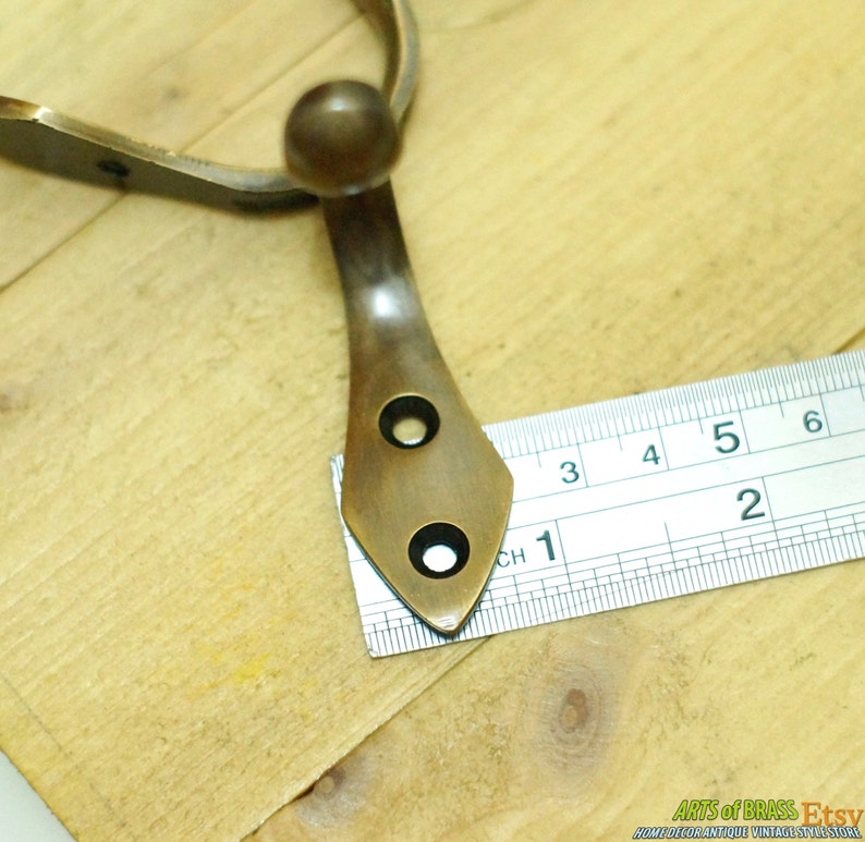 Set of 4 Vintage Retro Art Nouveau Solid Brass Wall Hooks