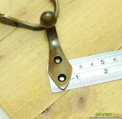 Set of 4 Vintage Retro Art Nouveau Solid Brass Wall Hooks