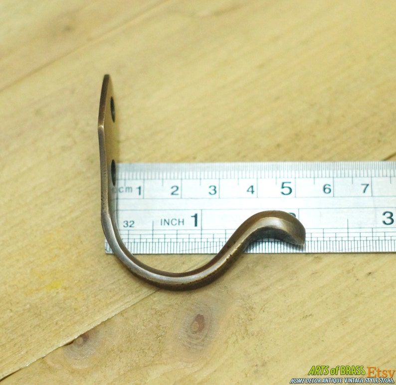 Set of 4 Vintage Retro Art Nouveau Solid Brass Wall Hooks