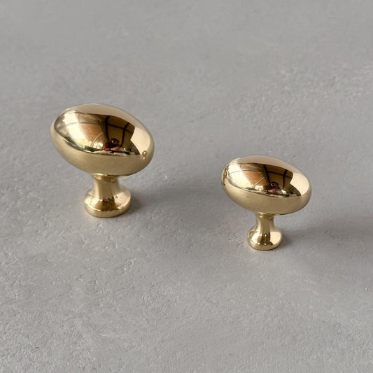 Unlacquered Solid Brass Oval EARBY Cabinet Knobs