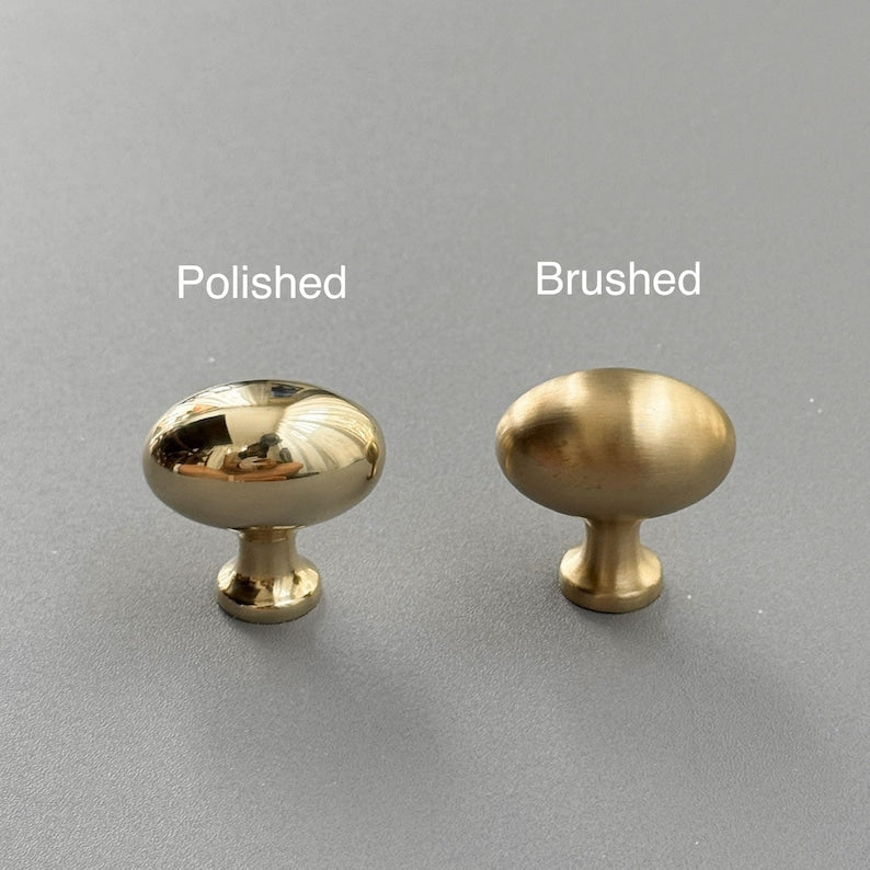 Unlacquered Solid Brass Oval EARBY Cabinet Knobs
