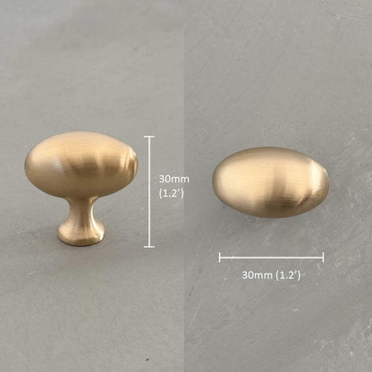 Unlacquered Solid Brass Oval EARBY Cabinet Knobs