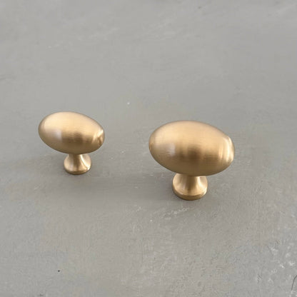 Unlacquered Solid Brass Oval EARBY Cabinet Knobs