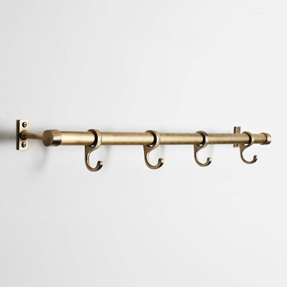 Aged Brushed Brass Hanging Rail Kitchen Pot