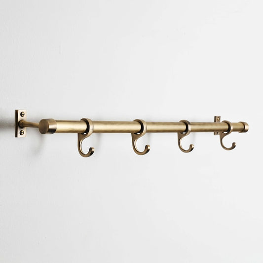 Aged Brushed Brass Hanging Rail Kitchen Pot