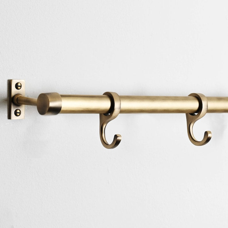 Aged Brushed Brass Hanging Rail Kitchen Pot