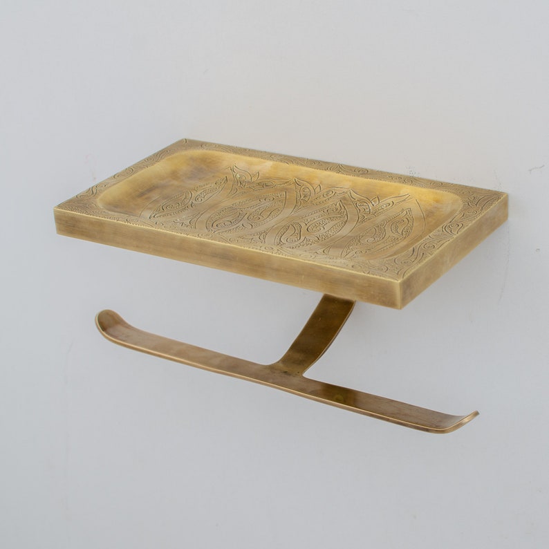 Luxury Solid Brass Toilet Paper Holder with Shelf