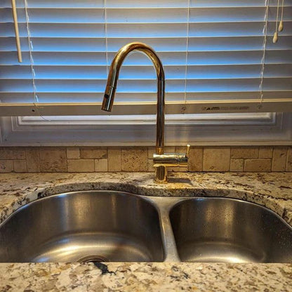 Brass Kitchen Faucet with Pull-Down Sprayer