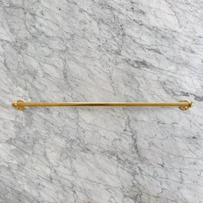 Unlacquered Brushed Brass Pot and Pan Rail with Hooks