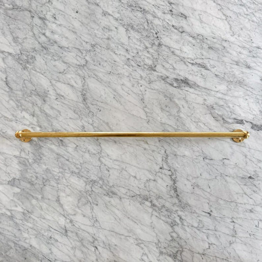 Unlacquered Brushed Brass Pot and Pan Rail with Hooks