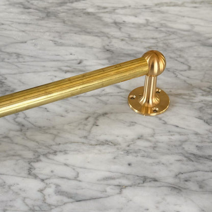 Unlacquered Brushed Brass Pot and Pan Rail with Hooks