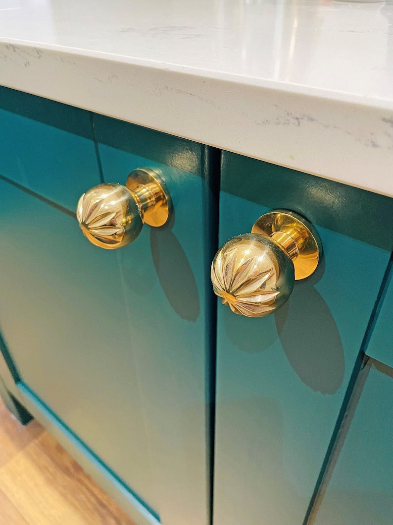 Faceted Cabinet Knob Made from Recycled Brass