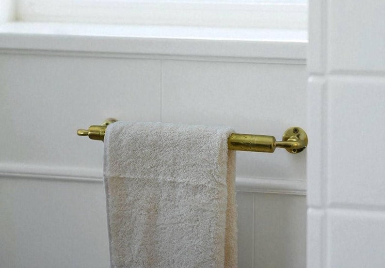 Unlacquered Brass Towel Rod Holder for Bathroom
