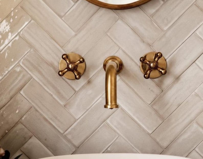 Minimalist Widespread Wall-Mounted Brass Faucet