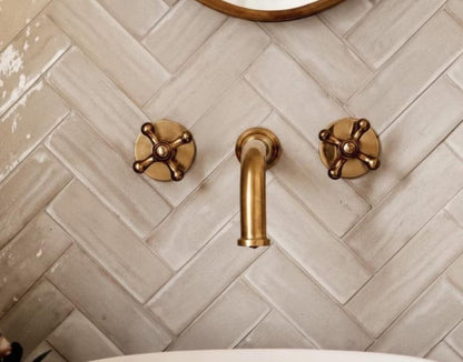 Minimalist Widespread Wall-Mounted Brass Faucet