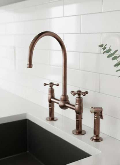 Antique Copper Bridge Kitchen Faucet