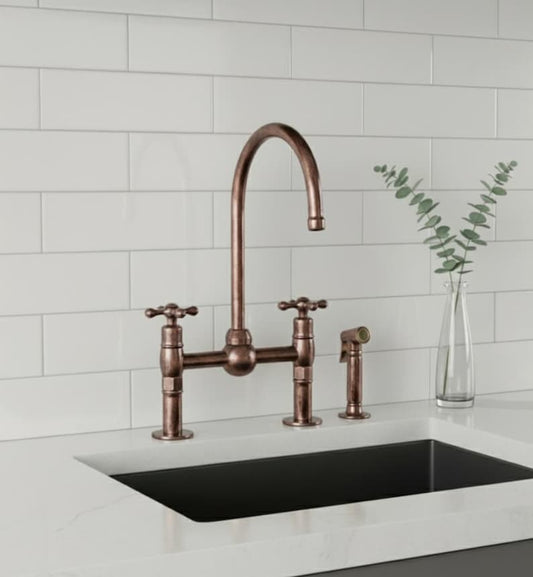 Antique Copper Bridge Kitchen Faucet