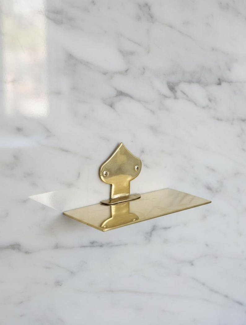 Unlacquered Brass Floating Wall Shelf