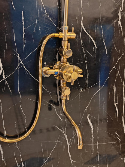 Statement Unlacquered Brass Exposed Shower System