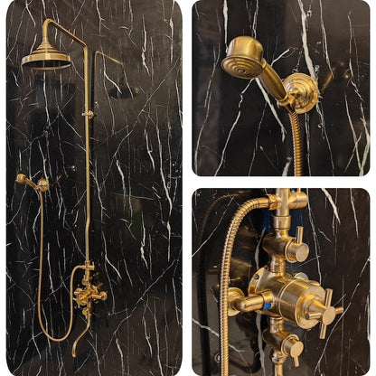 Statement Unlacquered Brass Exposed Shower System