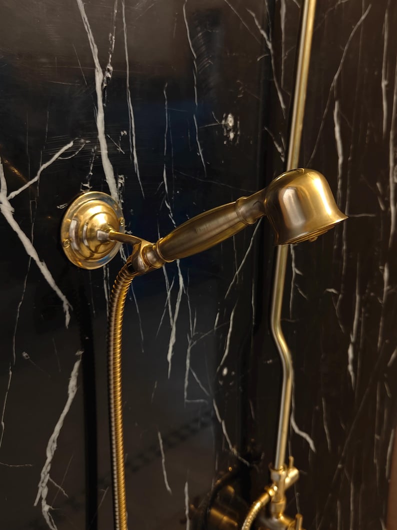 Statement Unlacquered Brass Exposed Shower System
