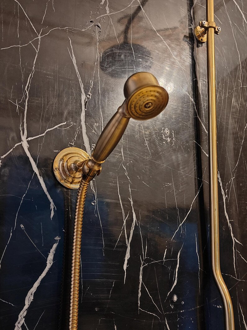 Statement Unlacquered Brass Exposed Shower System