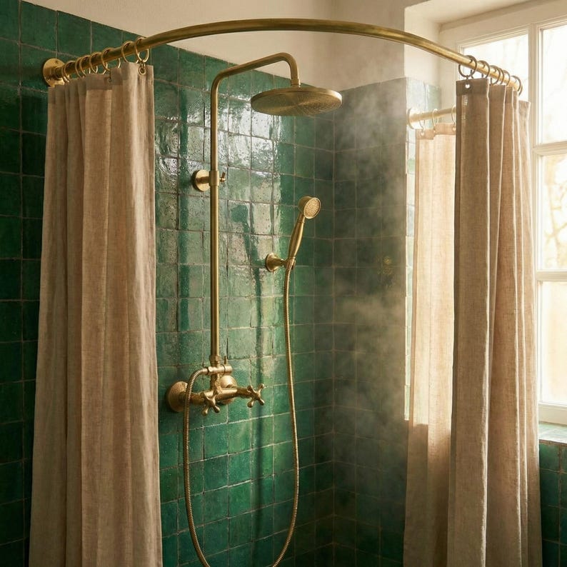 Handmade Unlacquered Brass Exposed Shower System