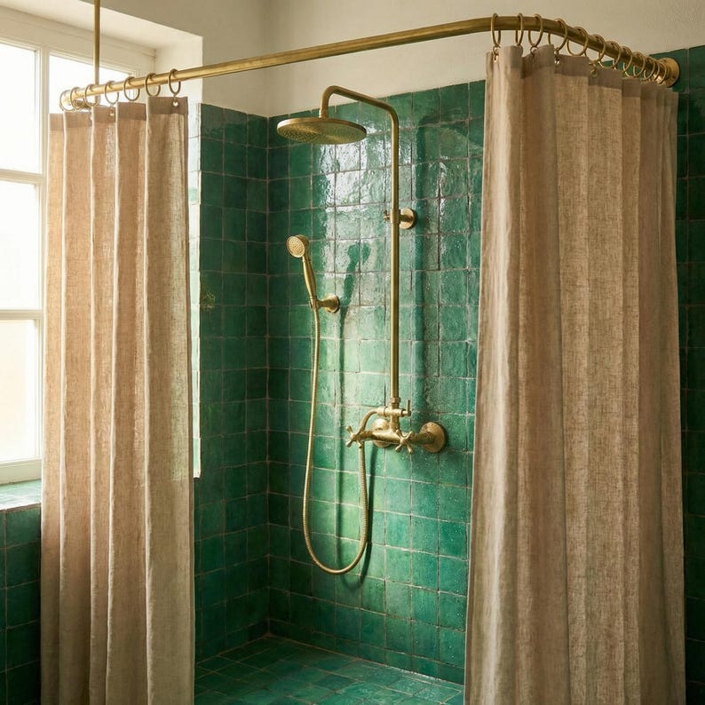 Handmade Unlacquered Brass Exposed Shower System