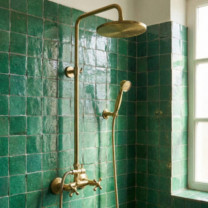 Handmade Unlacquered Brass Exposed Shower System