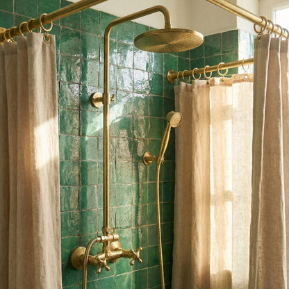 Handmade Unlacquered Brass Exposed Shower System