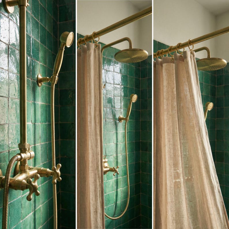 Handmade Unlacquered Brass Exposed Shower System