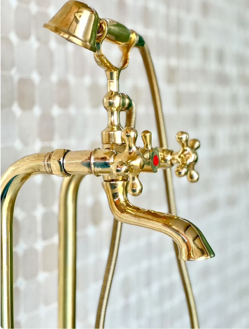 Tall Unlacquered Brass Basin Mixer