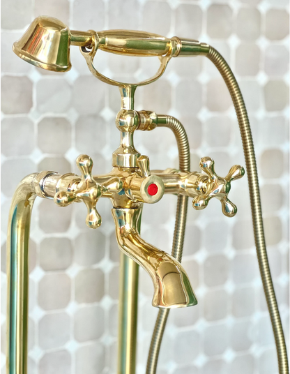 Tall Unlacquered Brass Basin Mixer
