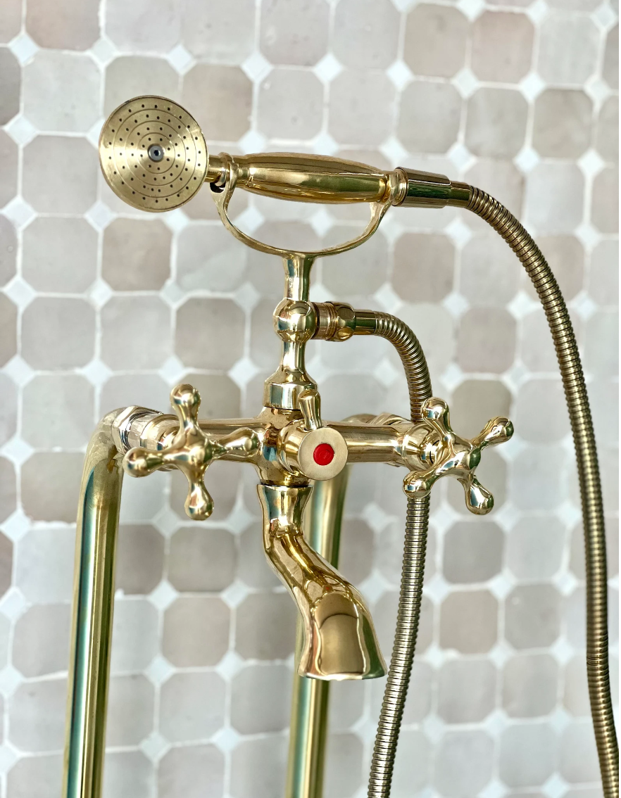 Tall Unlacquered Brass Basin Mixer