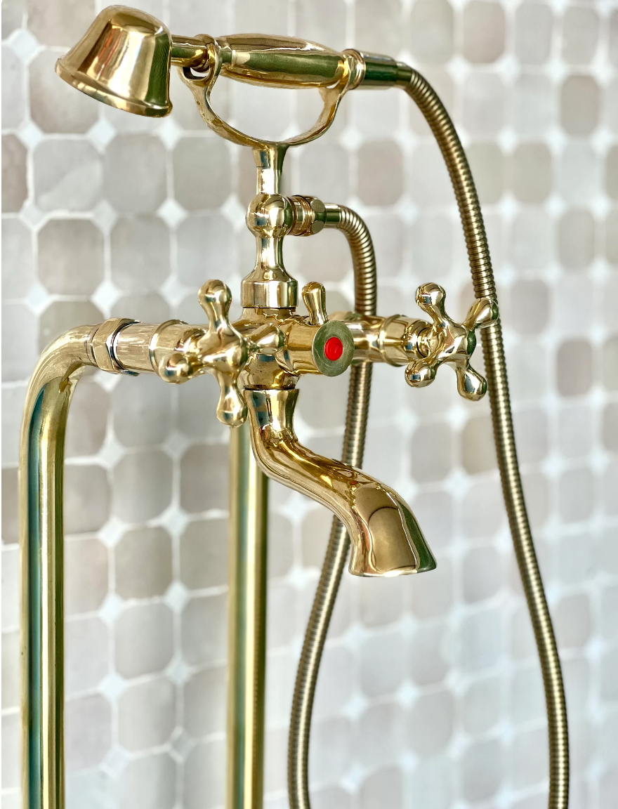 Tall Unlacquered Brass Basin Mixer