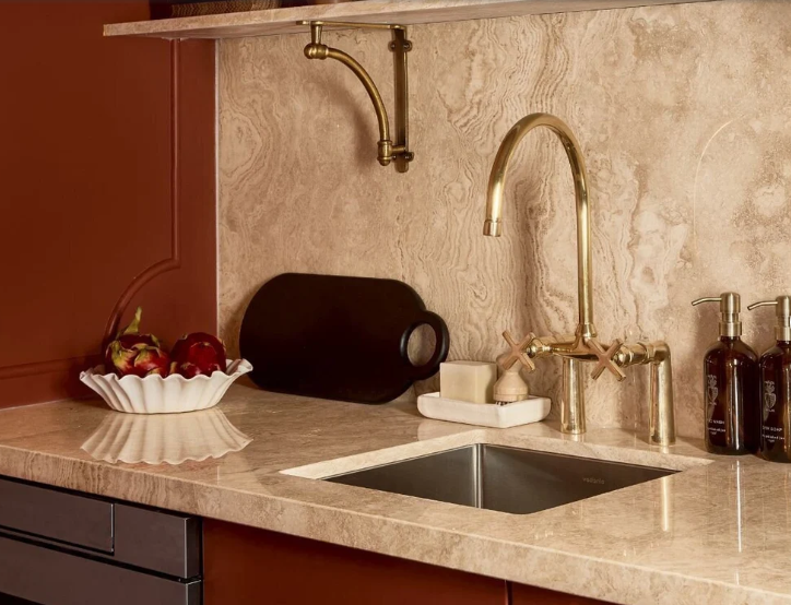 Handcrafted Unlacquered Brass Kitchen Faucet