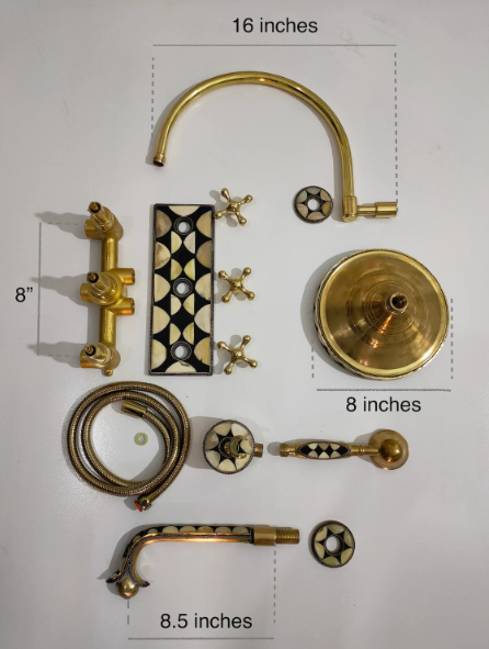 Geometric Brass Rain Shower System