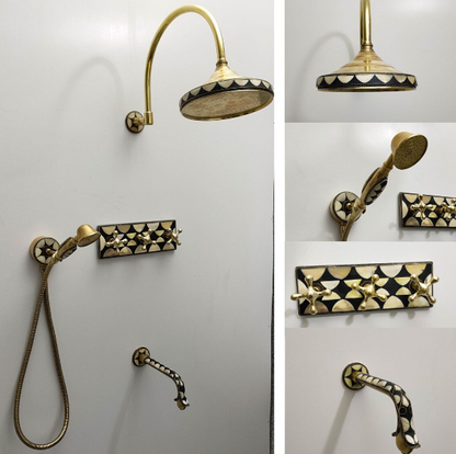 Geometric Brass Rain Shower System